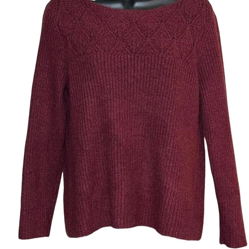 Liz Claiborne Comfy Burgundy Knit Sweater Diamond Pattern